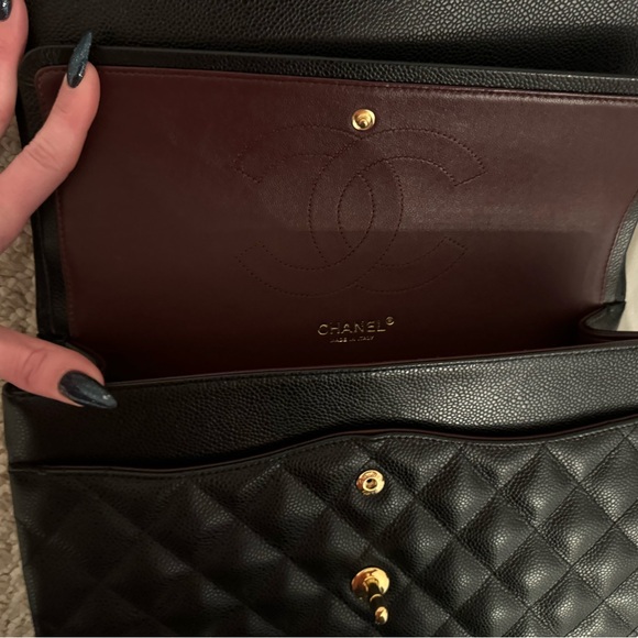 Chanel Classic Jumbo Double Flap Black Caviar Gold Hardware - Picture 9 of 13